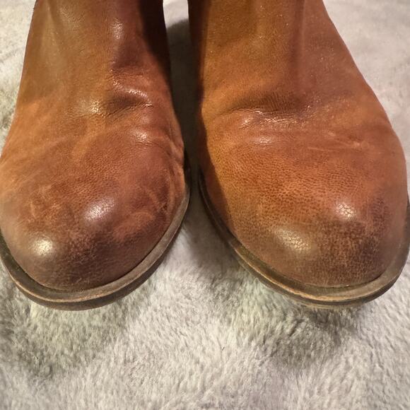 LUCKY BRAND Boots Brown Leather Basel booties side zip distressed womens 8.5M - Picture 3 of 8